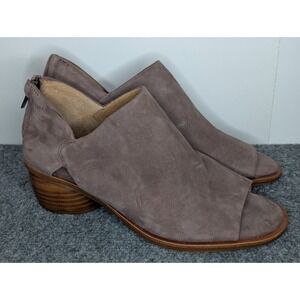 Sofft Carleigh Leather Peep-Toe Sandal Bootie US 7.5 Coffee w/Back Zipper